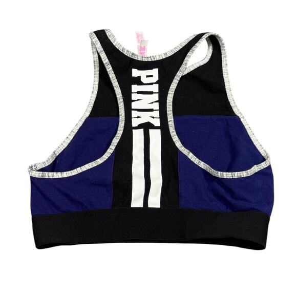 NEW- Victoria’s Secret PINK Colorblock Sports Bra Blue Black White Size Small - Picture 3 of 4